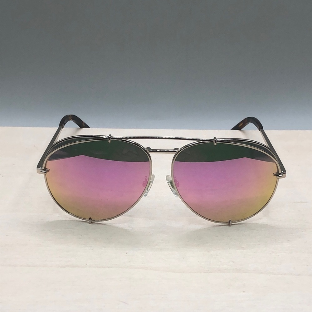 Diff Eyewear Koko pink gold mirrored sunglasses semi oversized.
